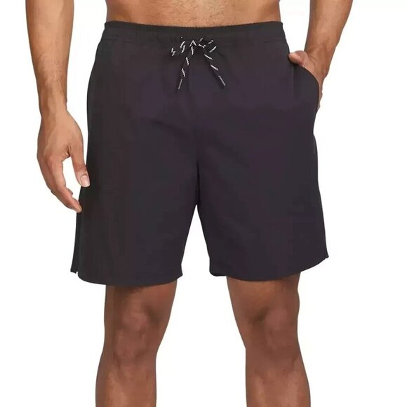 NEW Lands' End Mens M Black Swim Shorts Polyester Built-In Boxer Brief - Picture 1 of 6